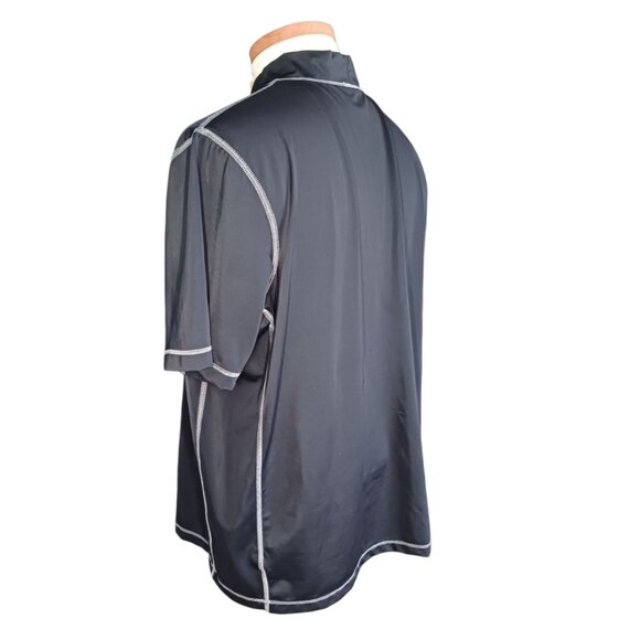Lands End Mens XXL 2XL 50-52 Mock Neck Rash Guard Swim Shirt Black Short Sleeve - Picture 7 of 11